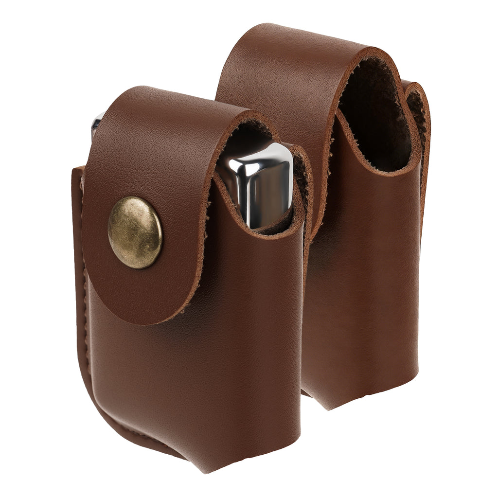 Linkidea 2 Pack Vegan Leather Lighter Sleeve with Snap Lid, Protective Pocket Case Compatible with Zippo Classic Standard Lighters Only, EDC Belt Loop Holder (Brown)
