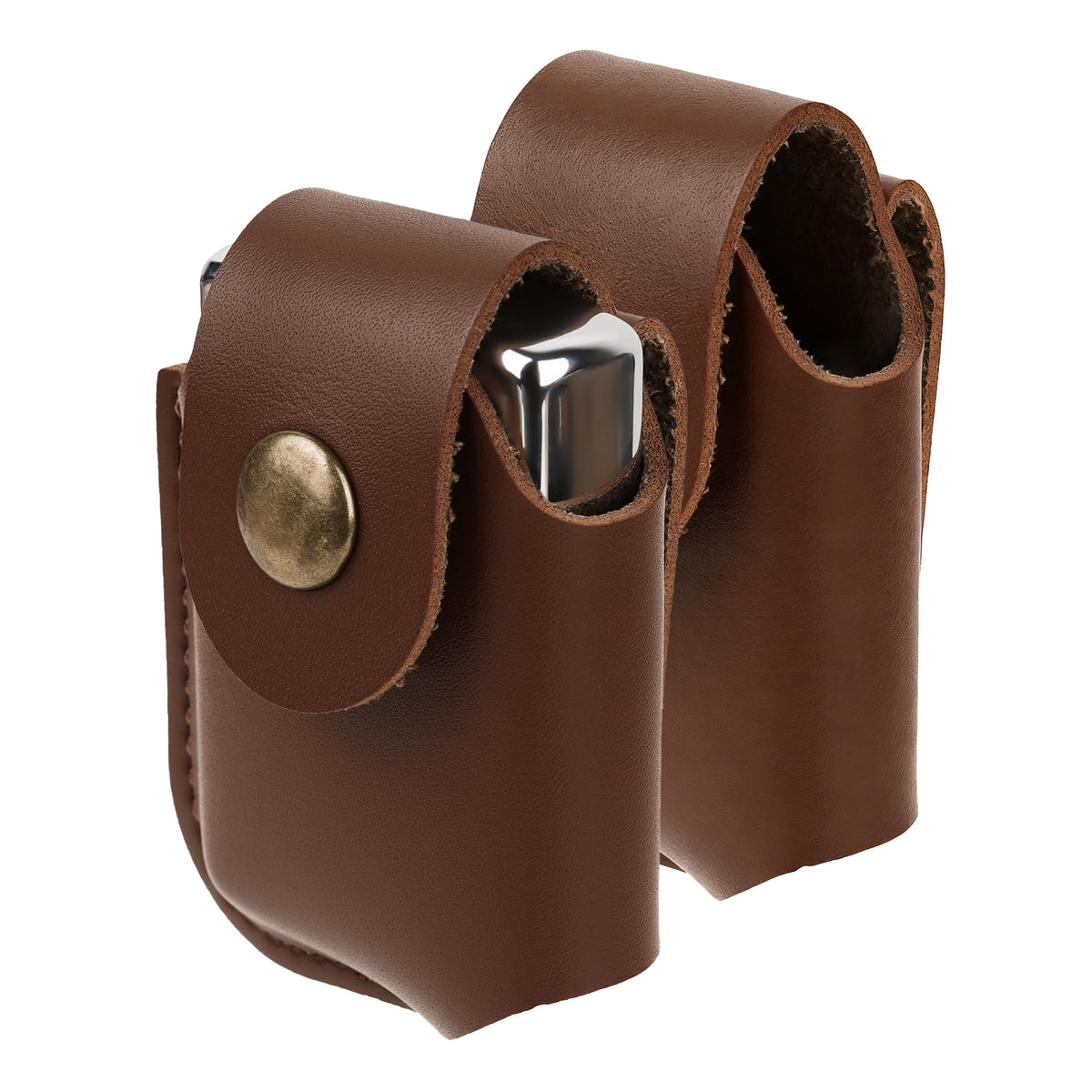 Linkidea 2 Pack Vegan Leather Lighter Sleeve with Snap Lid, Protective Pocket Case Compatible with Zippo Classic Standard Lighters Only, EDC Belt Loop Holder (Brown)