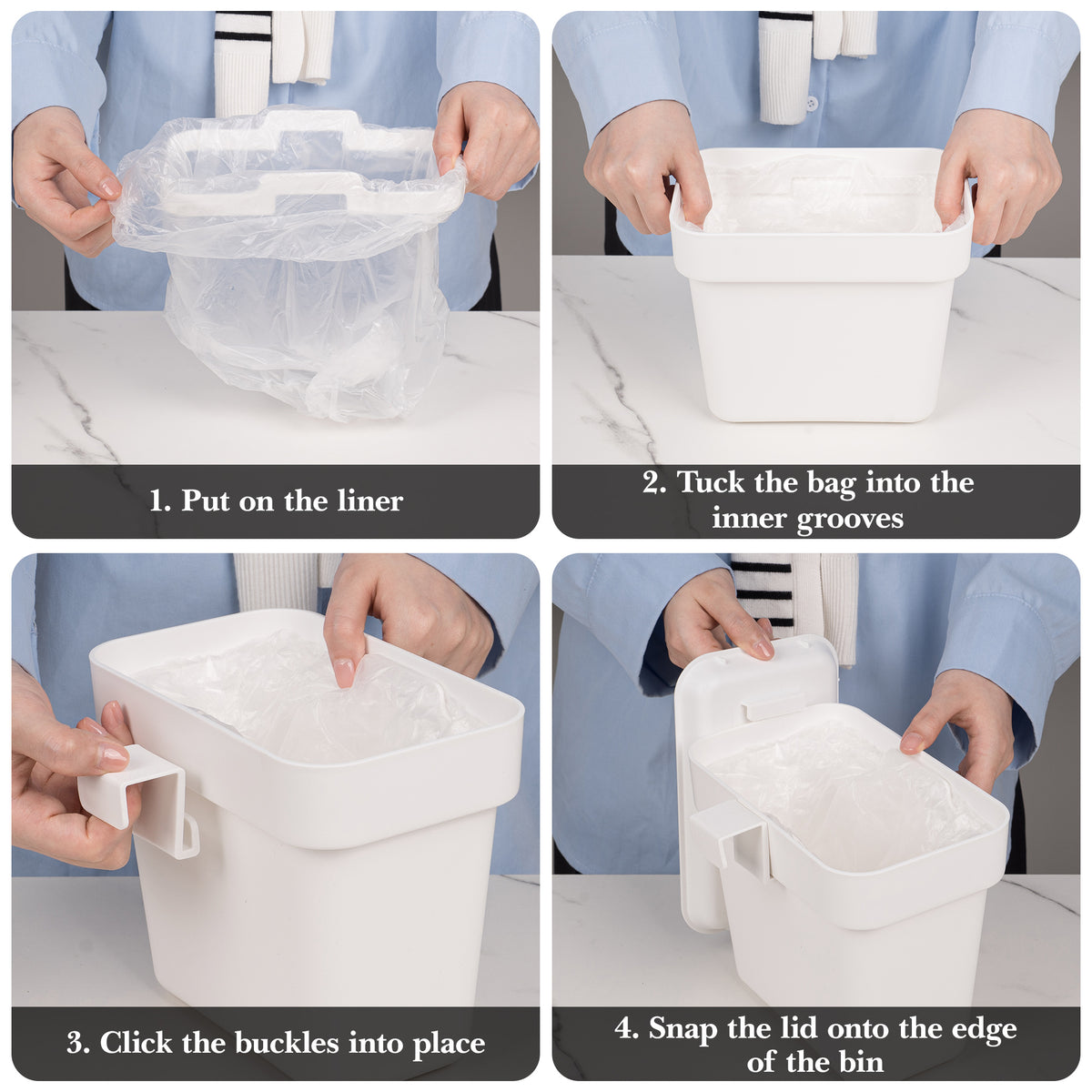 Linkidea Cat Litter Disposal Station with 100 Liners, Side-Hanging Cleanup Bin for Litter Boxes, Space-Saving Waste Management Solution with Integrated Hook