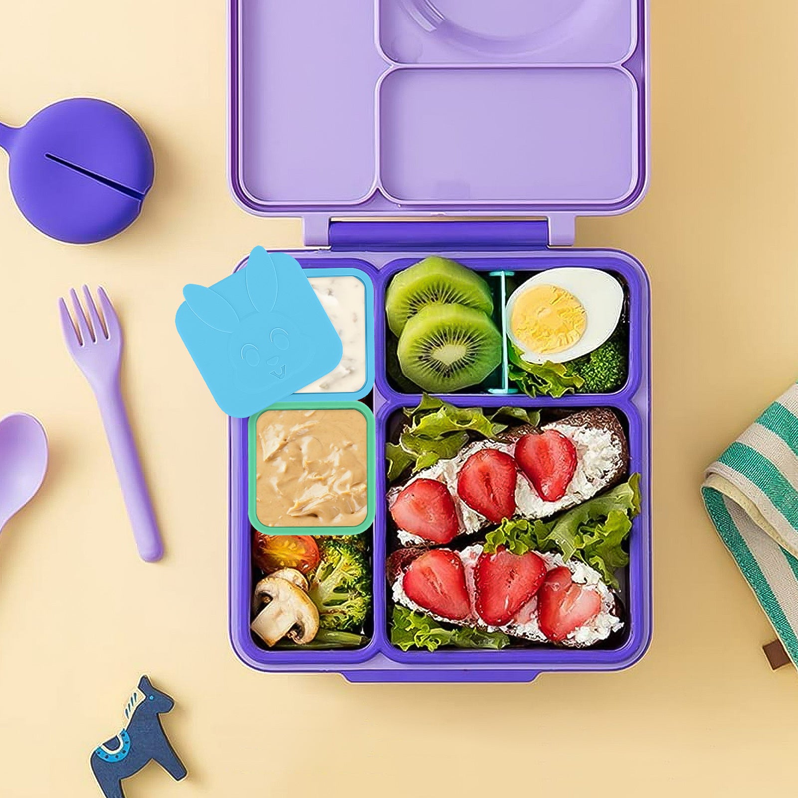 Linkidea 2 Pack Salad Dressing Container, 10.1 oz Leakproof Dips Containers To Go, Condiment Container with Silicone Lids, Reusable Containers Ideal for Lunch Bento Box, Compatible with OmieBox