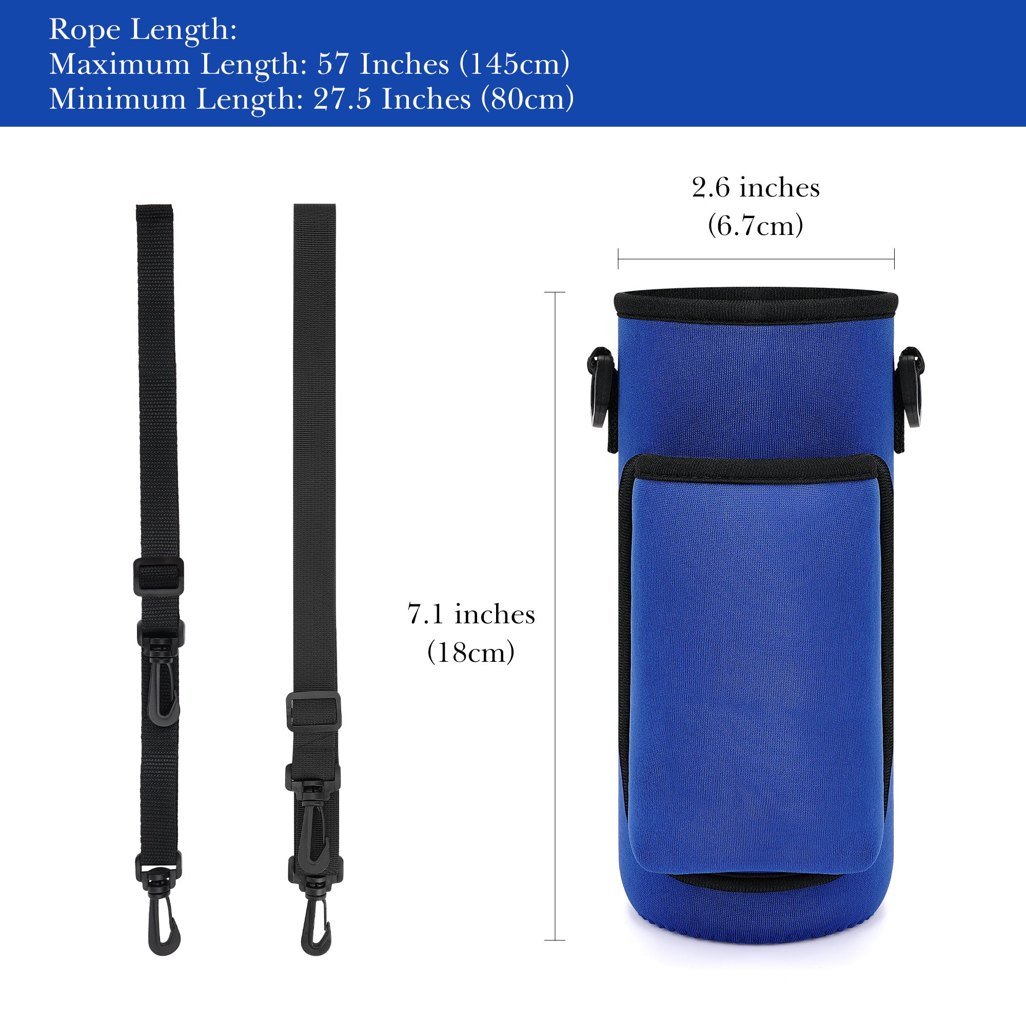 Linkidea Water Bottle Carrier with Strap Compatible with YETI Rambler Bottle 18oz, Yonder Bottle 600ml/20oz, Waterbottle Sling Bag Holder, Shoulder Strap with Phone Pocket (Blue)