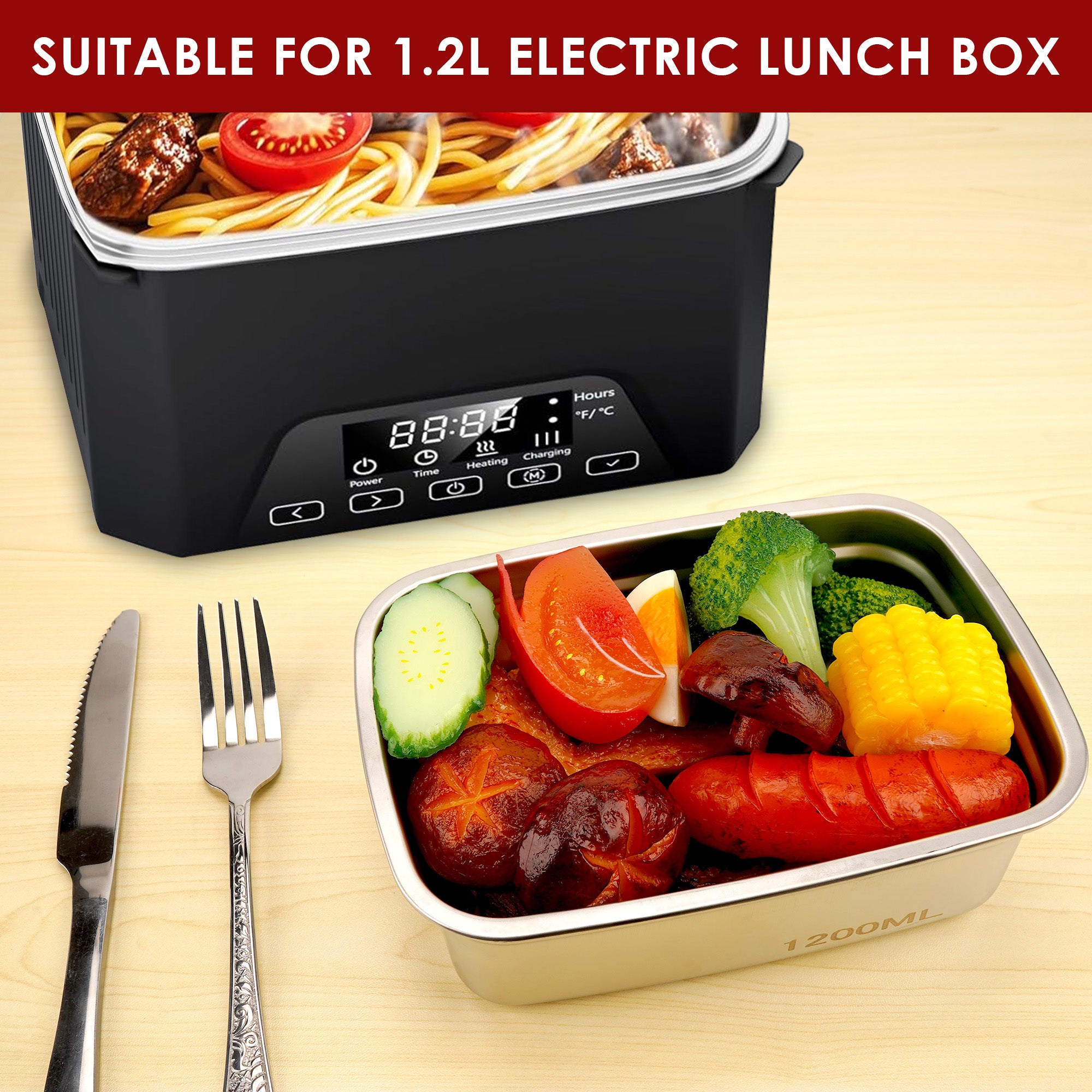 Linkidea Stainless Steel Liner Replacement for 1.2L Electric Lunch Box, Removable Insert Tray Compatible with THZDMI & Lunheat, 7.4 inch Length, Dishwasher Safe (Silver)
