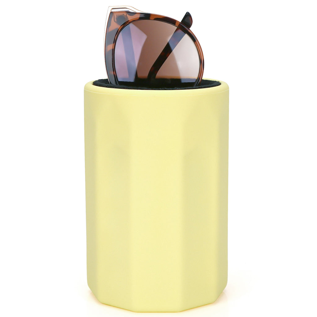 Sunglasses Desk Holder Stand Compatible with Extra Large Glasses, Yellow Silicone Eyeglasses Display Storage Organizer with Plush Lined