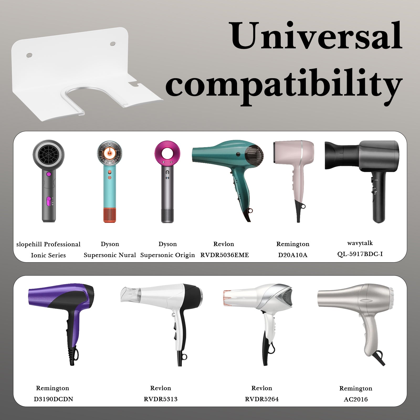 Linkidea Wall Mounted Hair Dryer Holder, Screw Hair Dryer Stand for Bathroom, Compatible with Dyson Supersonic Origin, Supersonic Nural (White)