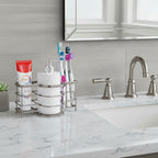 Linkidea Stainless Steel Electric Toothbrush Stand for Shower Bathroom, Wall Mounted Tooth Brush Holder, 7 Slots Multifunctional Organizer for Razor, Shaver, Comb