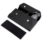 Extra Large Sunglasses Pouch Case, Vegan Leather Sun Glasses Organizer Soft Bag Compatible with Gucci GG0595S GG0875S GG0351S GG1087S RayBan RB4840S RB2132 RB3707 (XL, Black)