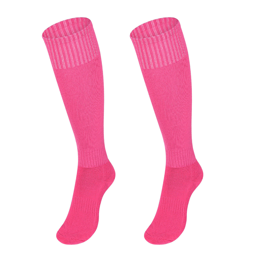 2 Pairs Knee High Pink Soccer Socks for Adult, Breathable Unisex Long Sleeve Sports Socks, Team Sport OTC Cushion Long Tube Socks for Men & Women (Pink)
