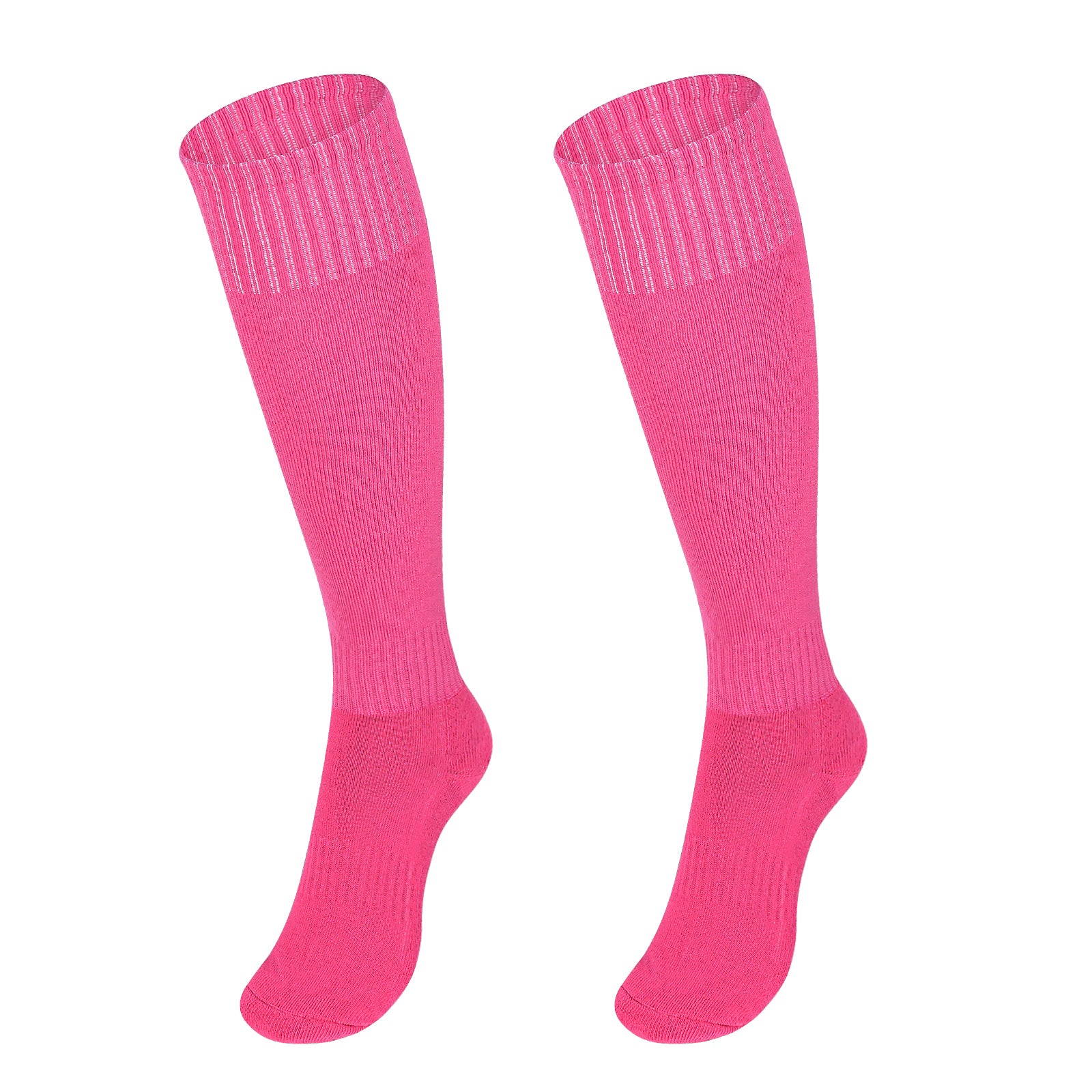 2 Pairs Knee High Pink Soccer Socks for Adult, Breathable Unisex Long Sleeve Sports Socks, Team Sport OTC Cushion Long Tube Socks for Men & Women (Pink)