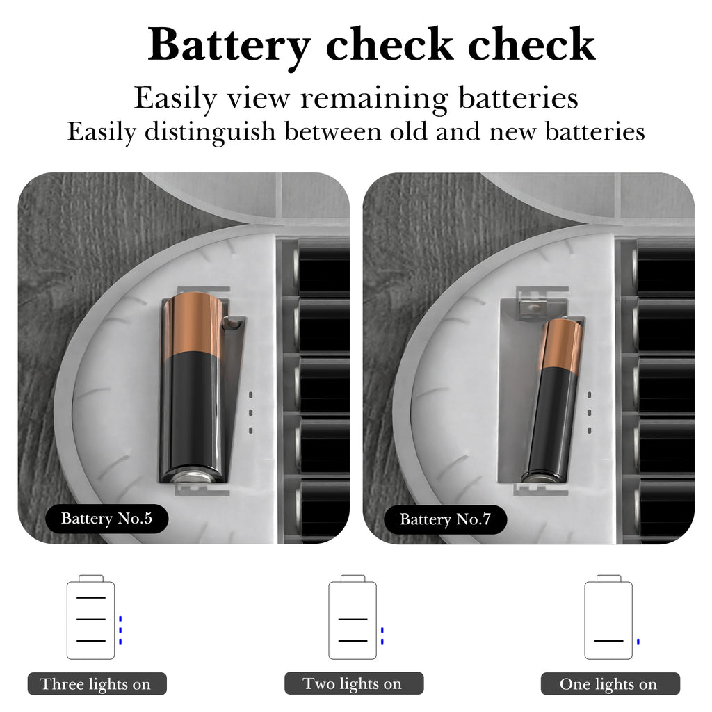 Linkidea Battery Storage Case With Tester, Portable Organizer for 12 AA, 12 AAA, Flat Batteries, Single Layer Storage Box (Clear)