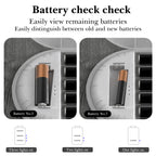 Linkidea Battery Storage Case With Tester, Portable Organizer for 12 AA, 12 AAA, Flat Batteries, Single Layer Storage Box (Clear)