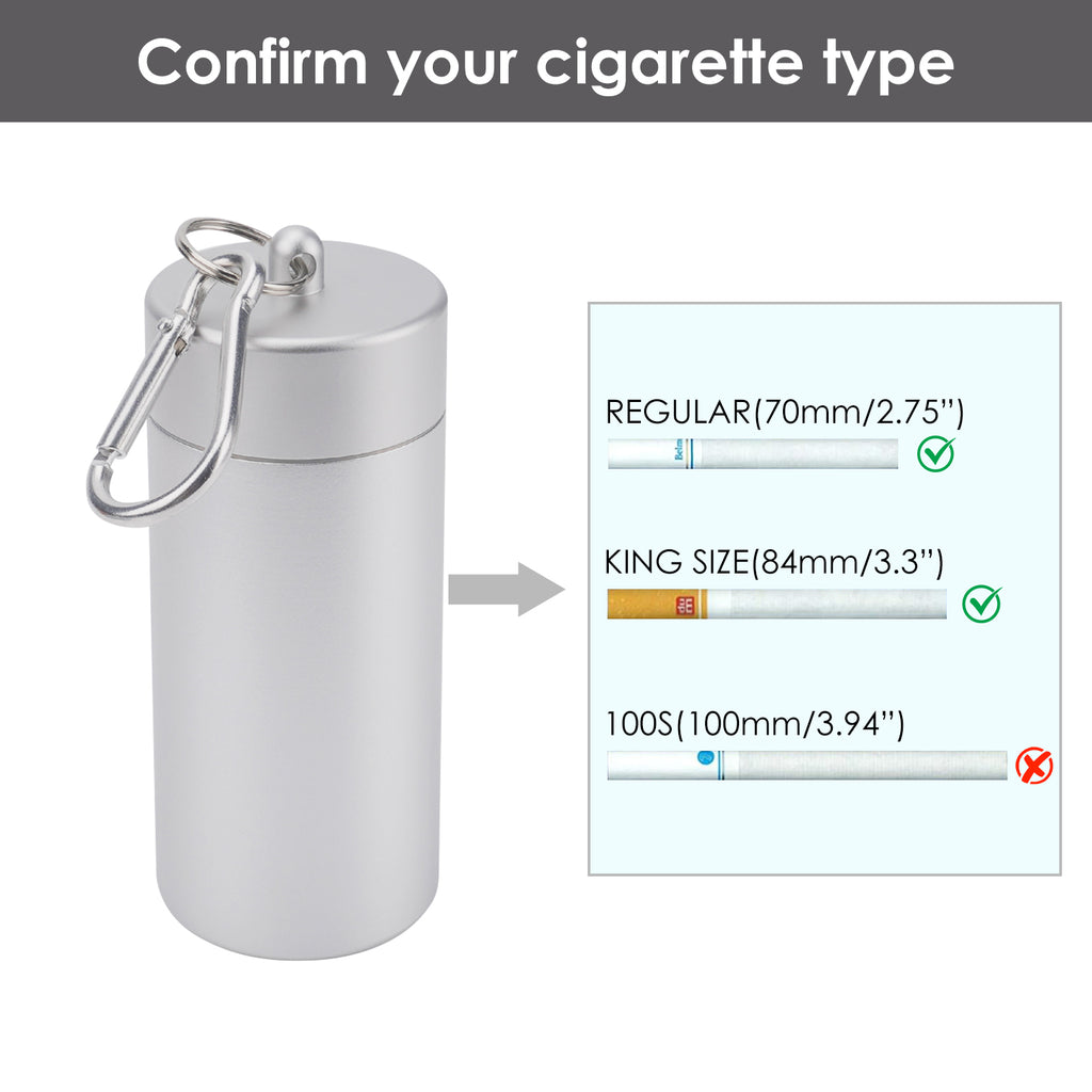 Linkidea Lightweight Cigarette Case, Portable Metal Organizer for Travel, Holds 20 Regular / King Size, Cigarette Storage Tank (Silver)