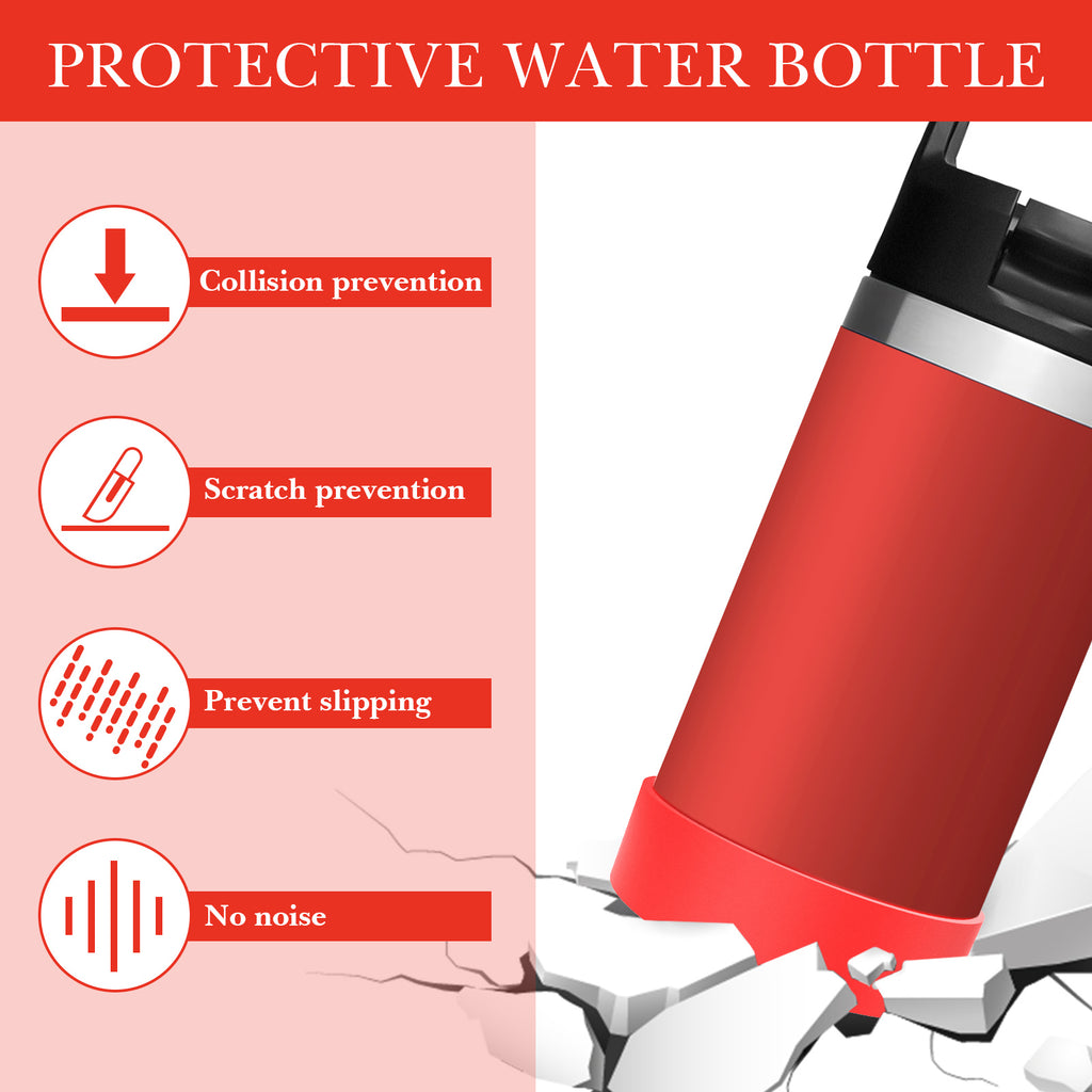 Linkidea 2 Pack Water Bottle Boot Compatible with YETI Rambler Jr. Kids 12oz, Rambler Bottle 12oz/18oz, Yonder 20oz, Silicone Anti-Slip Bottle Bottom Bumper Protector (Red)