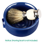 Linkidea Ceramic Shaving Soap Bowl with Non-Slip Handle, Wide Mouth, Large Capacity, Easier to Lather Ridges, Wet Razor Shave Cream Bowl for Men, Royalblue