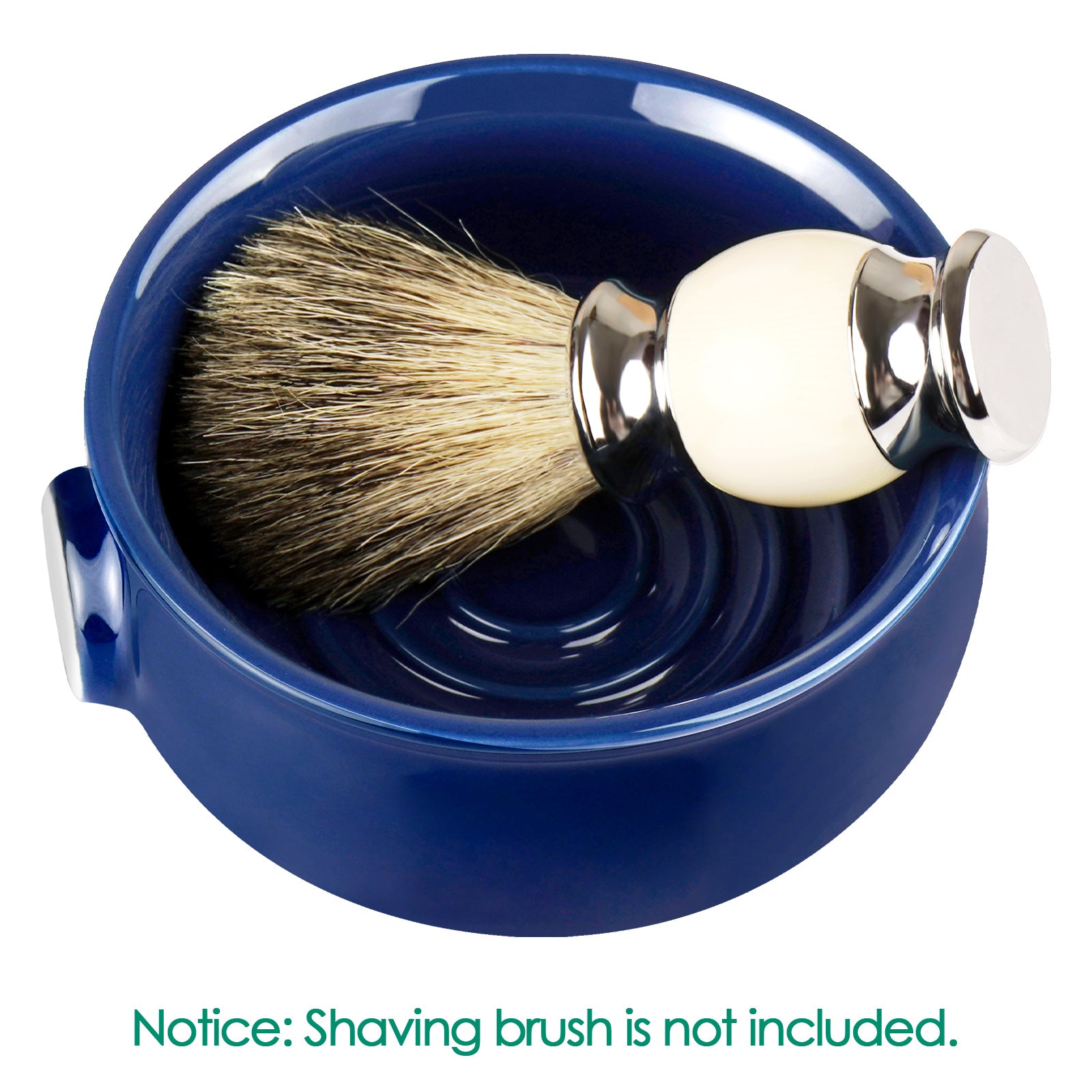 Linkidea Ceramic Shaving Soap Bowl with Non-Slip Handle, Wide Mouth, Large Capacity, Easier to Lather Ridges, Wet Razor Shave Cream Bowl for Men, Royalblue
