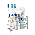 Linkidea Stainless Steel Toothbrush Holder Stand for Shower, Bathroom, Wallmount/Countertop 7 Slot Organizer Compatible with Colgate Extra Clean, Oral-B CrossAction