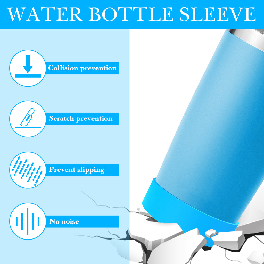 Linkidea 2 Pack Water Bottle Boot Compatible with YETI Tumbler 20oz/30oz, Travel Mug 20oz/30oz, Silicone Anti-Slip Waterbottle Bottom Sleeve Cover Protector (Blue)