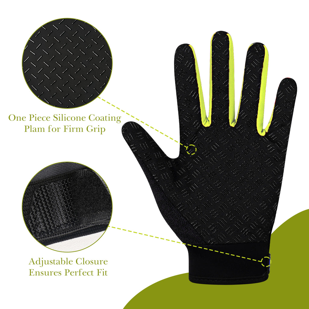Linkidea Kids Winter Running Gloves, Adjustable Compression Gloves with Anti-Slip Grip Fits Kids Youth, Breathable Soccer Accessories Compatible Touchscreen (Green, M)