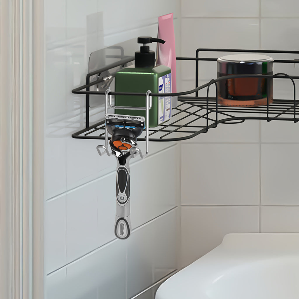 Linkidea Shower Caddy Shelf Hooks, Stainless Steel Wall Mounted Hanger Organizer for Loofah, Body Brush, Razor, Bath Sponge, Towel, Rust Resistant Bathroom Storage, Silver 4 Pack