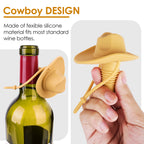 Linkidea 2 Pack Silicone Cowboy Style Bottle Stoppers, Reusable Fun Cap Sealers to Keep Drinks Fresh, Unique Gifts for Boyfriend, Dad, Friends (Yellow)