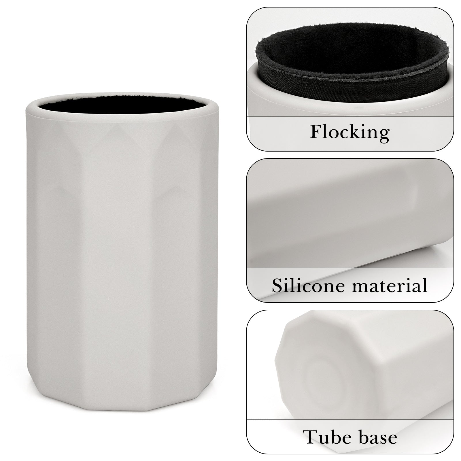 Car Cup Holder Sunglasses Stand, Extra Large Grey Soft Silicone Eyewear Organizer with Plush Lined, Sun Shades Easy Access Storage, Scratch Protection