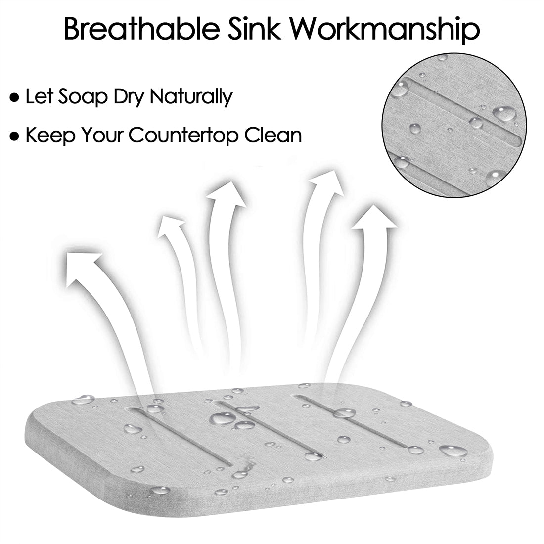 Linkidea 2 Pack Diatomite Soap Dish, Fast Drying Soap Saver, Soap Bar Holder for Bath Shower, Self-Dry Soap Container (Gray)