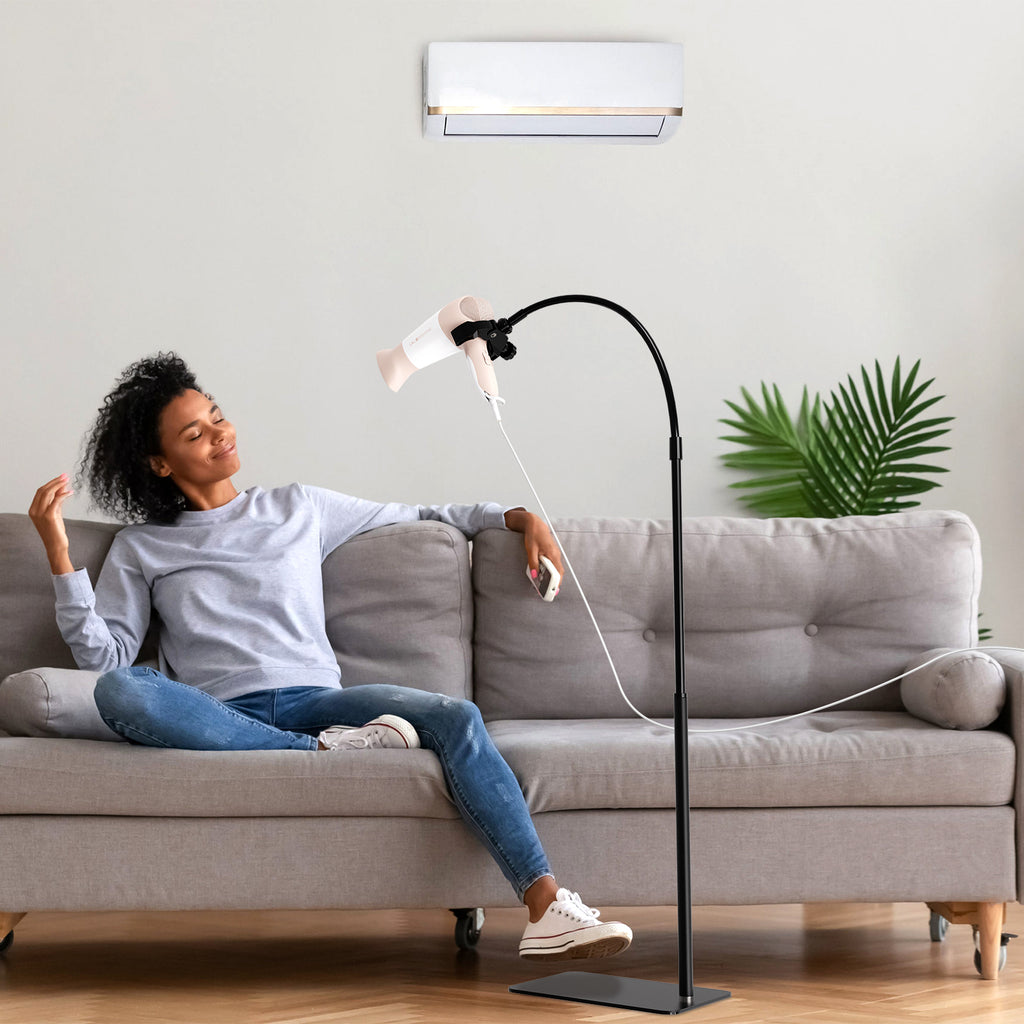 Linkidea Lazy Hair Dryer Stand, 360 Degree Rotating Blow Dryer Holder Hands-Free, Adjustable Height Hair Dryer Rack with Heavy Base for Home Salon