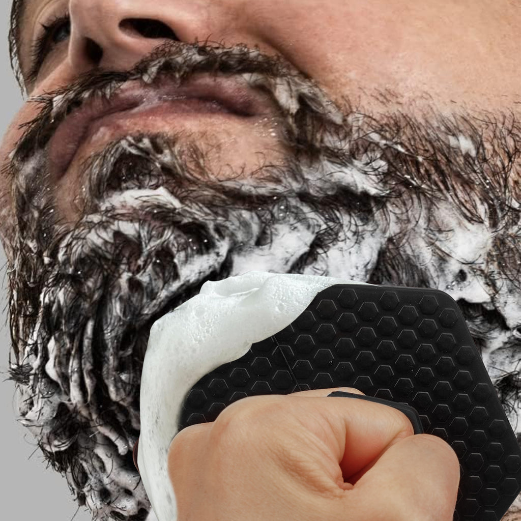 Linkidea Silicone Beard Scrubber, Face Scrubber Exfoliator Deep Cleaning, Hangable Beard Brush for Men (Black)