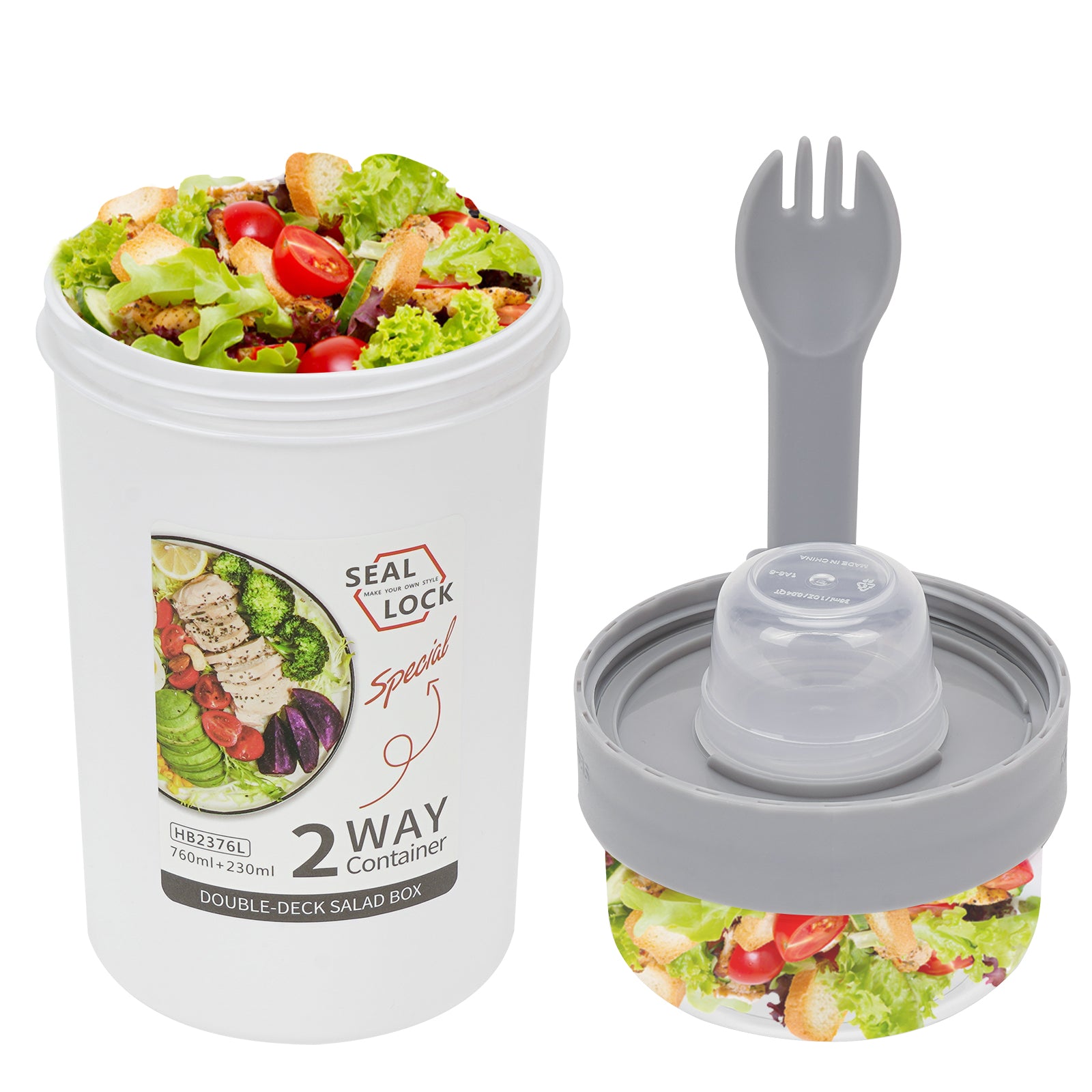 Linkidea Overnight Oats Containers with Lids, 33.4 oz Airtight Plastic Yogurt Cups with Spoons and Lids, Portable Overnight Oats Container for Milk, Cereal, Fruit, Yogurt, Fits Work/Picnic (White)
