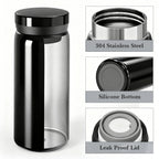 Linkidea 6.8oz (200ml) Mini Water Bottle, Vacuum Insulated Stainless Steel Bottle for Hot & Cold Drinks, Spill-Proof Small Bottle Fit Handbag, Purse and Pocket (Black)