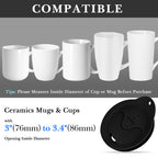 Linkidea 2 Pack Silicone Coffee Mug Lid for 3"(76mm) to 3.4"(86mm) Inside Diameter Mugs, Splash Resistant Replacement Mug Lid for Home, Office, Travel, Dishwasher-Safe (Black)