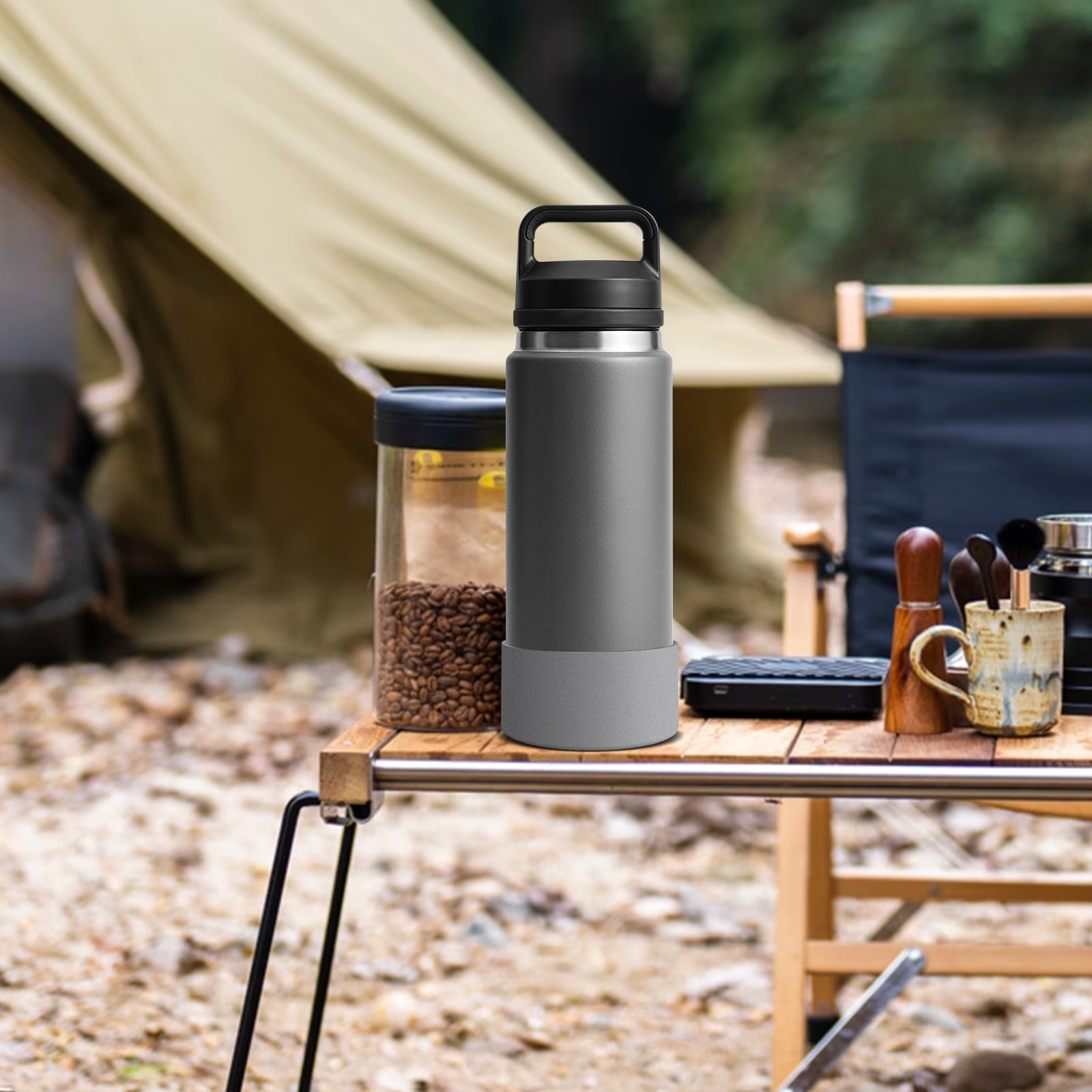 Linkidea Water Bottle Boot Compatible with YETI Rambler Bottle 26oz, Yonder 34oz, Silicone Anti-Slip Water Bottle Bottom Sleeve Cover Protector (Grey / 2 Pack)