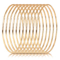 10-Piece Gold-Tone Extra-Large Bangle Set for Women, 2.68" Fixed Round Bracelets, Thin Stackable Textured Bangles for Large Hands, Non-Adjustable