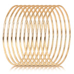 10-Piece Gold-Tone Extra-Large Bangle Set for Women, 2.68" Fixed Round Bracelets, Thin Stackable Textured Bangles for Large Hands, Non-Adjustable