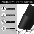 Linkidea Water Bottle Boot Compatible with YETI Rambler Tumbler 20oz/30oz, Travel Mug 20oz/30oz, Silicone Anti-Slip Waterbottle Bottom Sleeve Cover Protector (Black / 2 Pack)