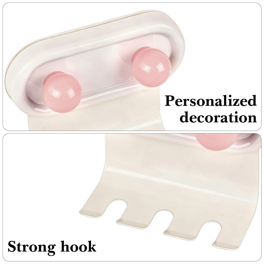 Linkidea 2 Pack Wall Mount Toothbrush Holder for Bathroom, 3 Slots Self Adhesive Iron Brush Hanger Compatible with Oral-B CrossAction, Colgate ExtraClean(Pink Dot)