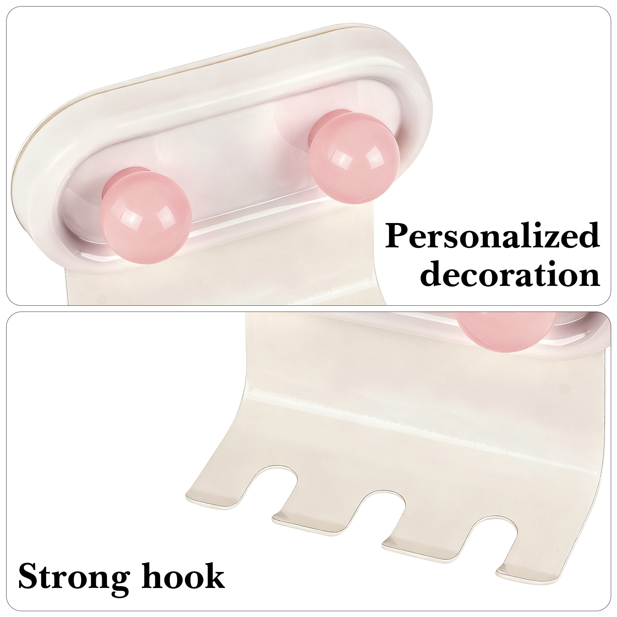 Linkidea 2 Pack Wall Mount Toothbrush Holder for Bathroom, 3 Slots Self Adhesive Iron Brush Hanger Compatible with Oral-B CrossAction, Colgate ExtraClean(Pink Dot)