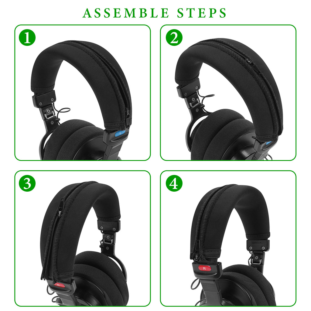 Linkidea Headband Protector Compatible with MDR-V6/V600/V900/MV1/Z600/7506/7509/CD900ST/M1ST Headphones, Replacement Flex Fabric Cover, Easy DIY Installation (Black)