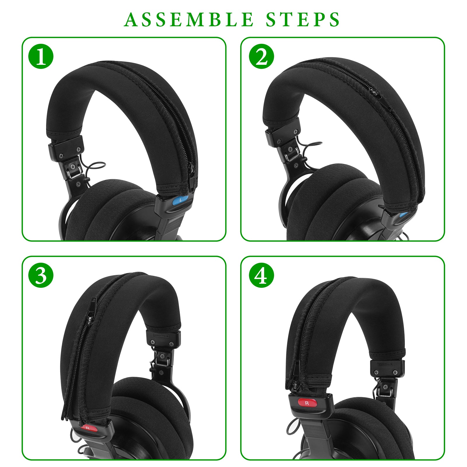 Linkidea Headband Protector Compatible with MDR-V6/V600/V900/MV1/Z600/7506/7509/CD900ST/M1ST Headphones, Replacement Flex Fabric Cover, Easy DIY Installation (Black)