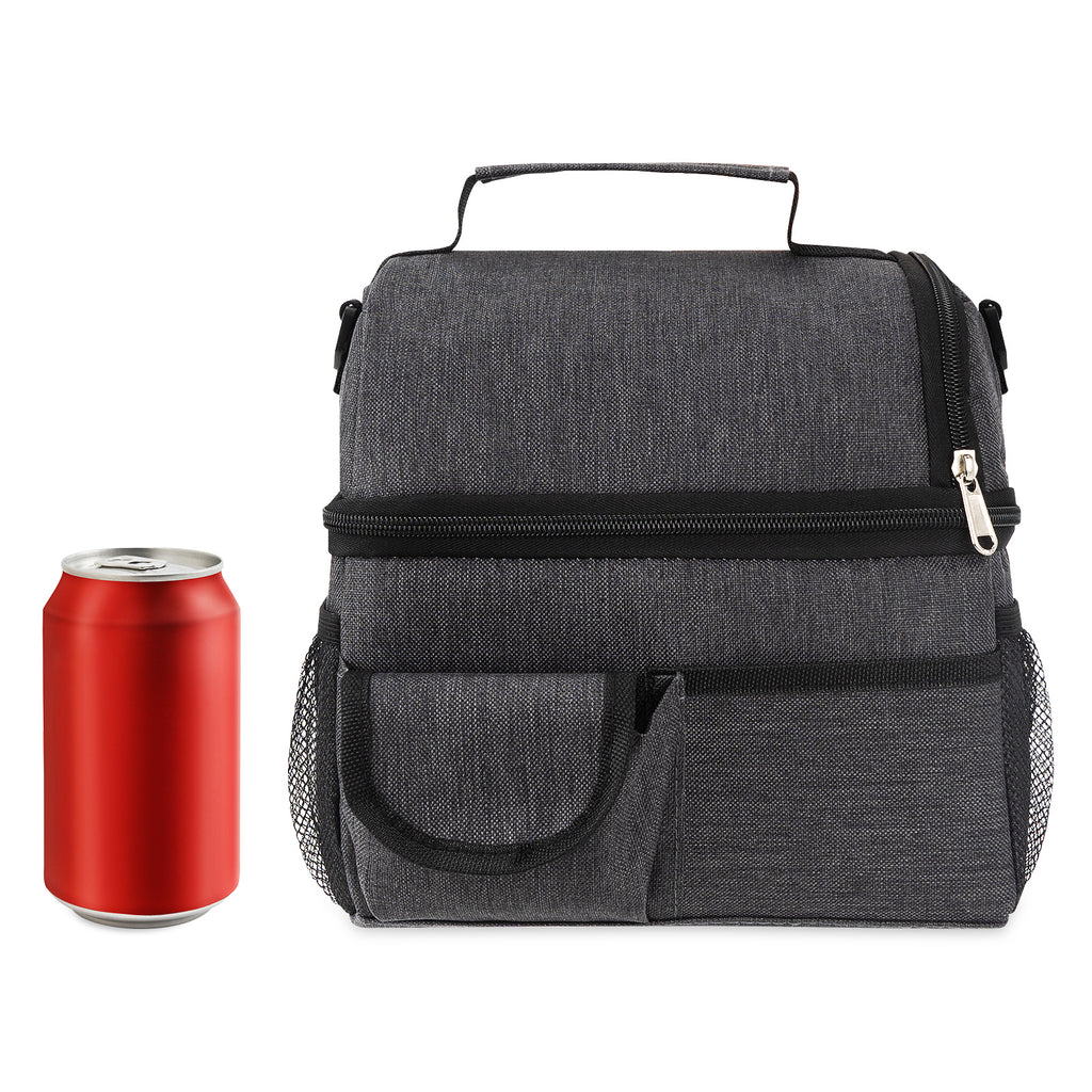 Linkidea Double Layers Lunch Box Bag, Large Capacity Lunch Box Storage Bag with Adjustable Strap, Insulated Tote Lunch Bag for Adult, Compatible with Crock Pot, DUPASU, Aotto, LUNCHEAZE (Black)