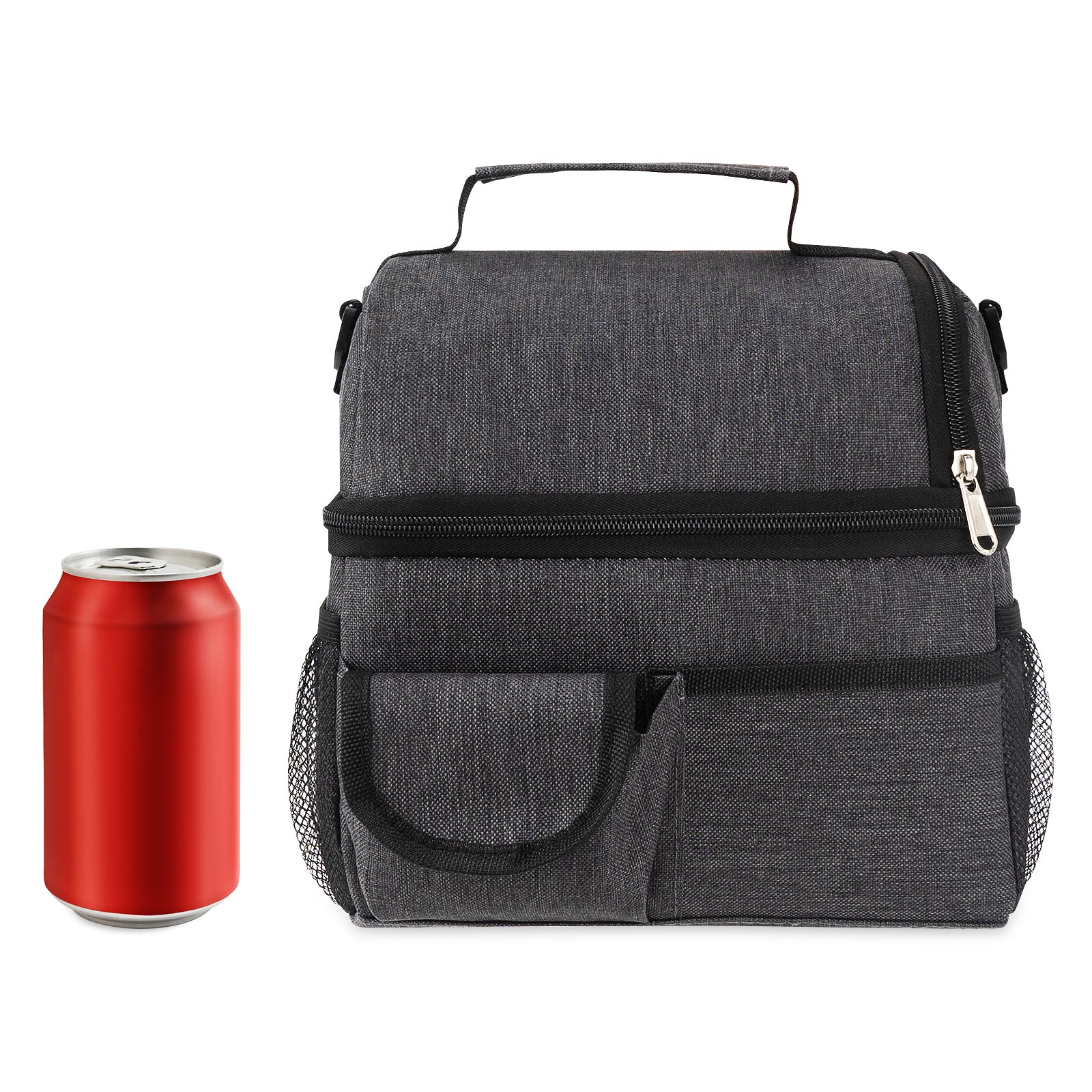Linkidea Double Layers Lunch Box Bag, Large Capacity Lunch Box Storage Bag with Adjustable Strap, Insulated Tote Lunch Bag for Adult, Compatible with Crock Pot, DUPASU, Aotto, LUNCHEAZE (Black)