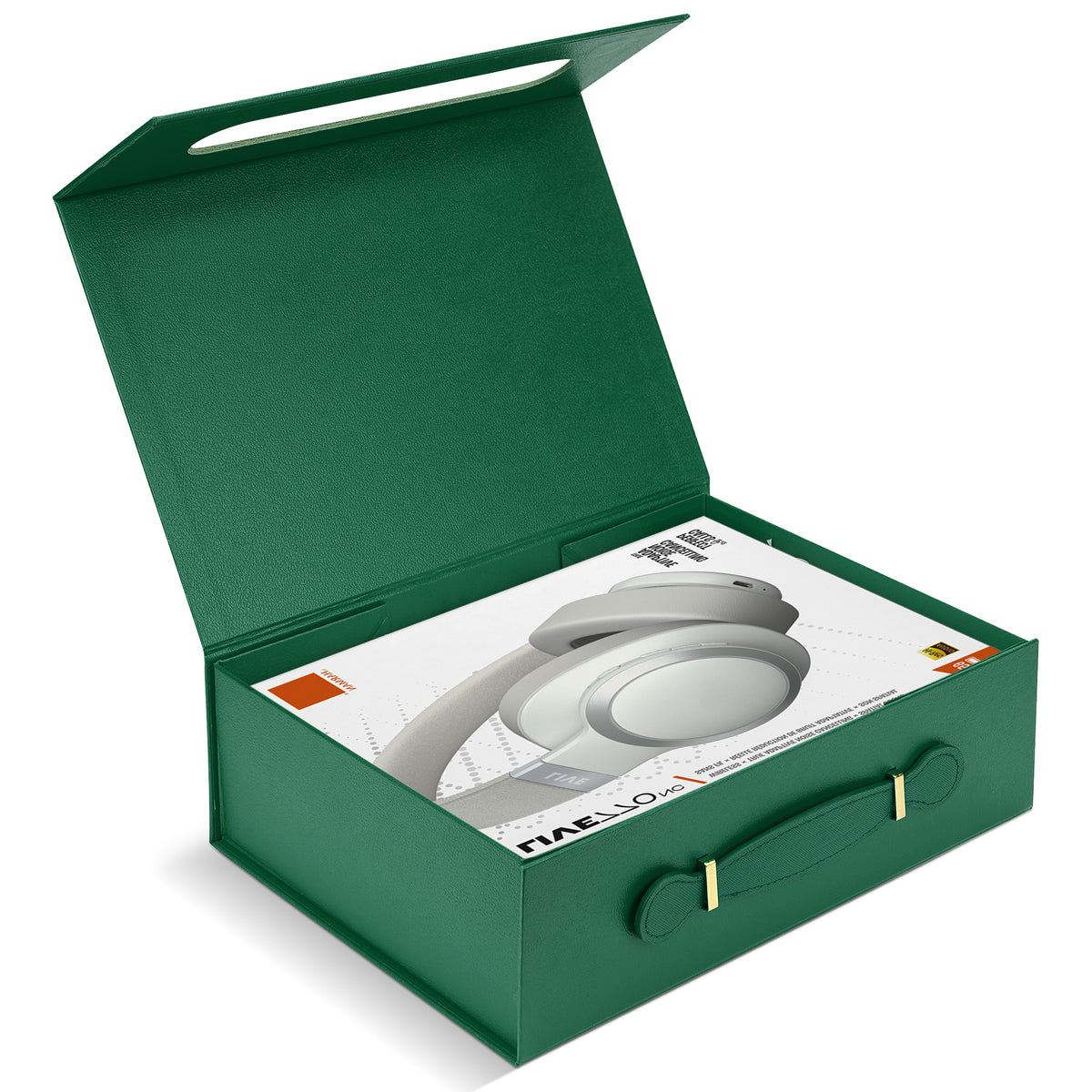 Linkidea Quick Assemble Magnetic Gift Box, Foldable Rigid Gift Box with Shredded Paper Filler, Gift Packaging for Over-Ear Headphones & Electronics (Green)