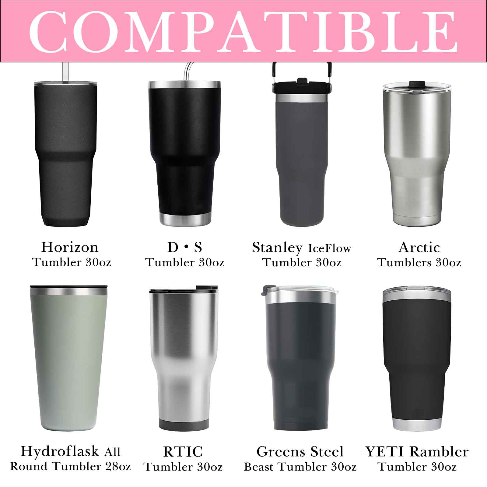 Linkidea 2 Pack Neoprene Tumbler Carrier with Strap Compatible with YETI Rambler Tumbler 30oz, Greens Steel Beast Tumbler 30oz, Waterbottle Sling Bag Holder with Shoulder Strap (Pink)