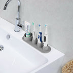 Linkidea Electric Toothbrush Holder, Silicone Tooth Brush Stand, Countertop 4 Slots Electric Toothbrush Holder Organizer Compatible with Oral-B DB4010, Pro 100 CrossAction, Spinbrush Pro (Grey)