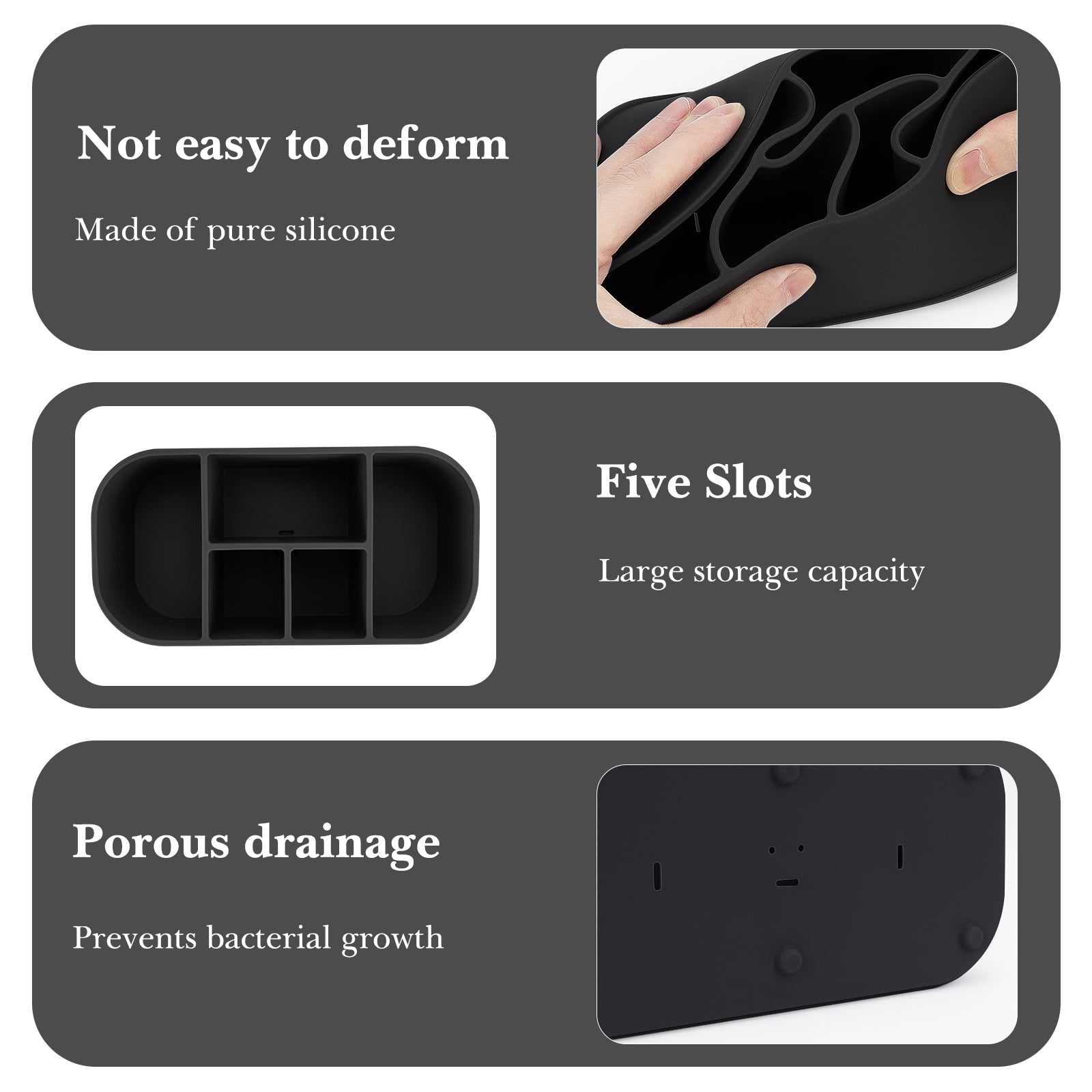 Linkidea Electric Toothbrush Holder, Silicone Tooth Brush Stand, Countertop 5 Slots Electric Toothbrush Holder Organizer Compatible with Oral-B DB4010, Pro 100 CrossAction, Spinbrush Pro (Black)