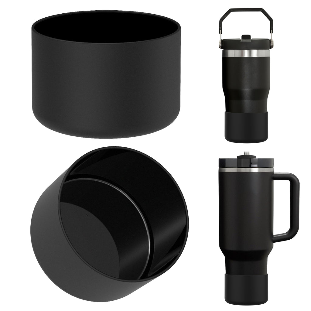 Linkidea 2 Pack Water Bottle Boot Compatible with Stanley Quencher H2.0 20oz/30oz/40oz, IceFlow Flip 20oz/30oz Tumbler, Silicone Bottle Bottom Sleeve Cover Bumper Protector (Black)