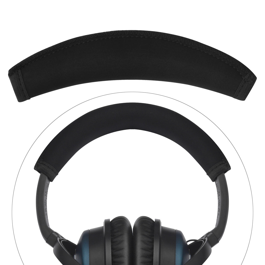 Linkidea Headband Protector Compatible with Bose QuietComfort QC45/QC35/QC25/QC15 Headphones, Replacement Headband Cover, Flex Fabric Head Pad Easy DIY Installation (Black)