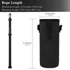Linkidea Water Bottle Fence Sleeve with Hook Compatible with YETI Rambler Bottle 18oz, Hydro Flask Wide Mouth Bottle 18oz/20oz, Neoprene Bottle Shoulder Strap Bag for Outdoor Sports, Black