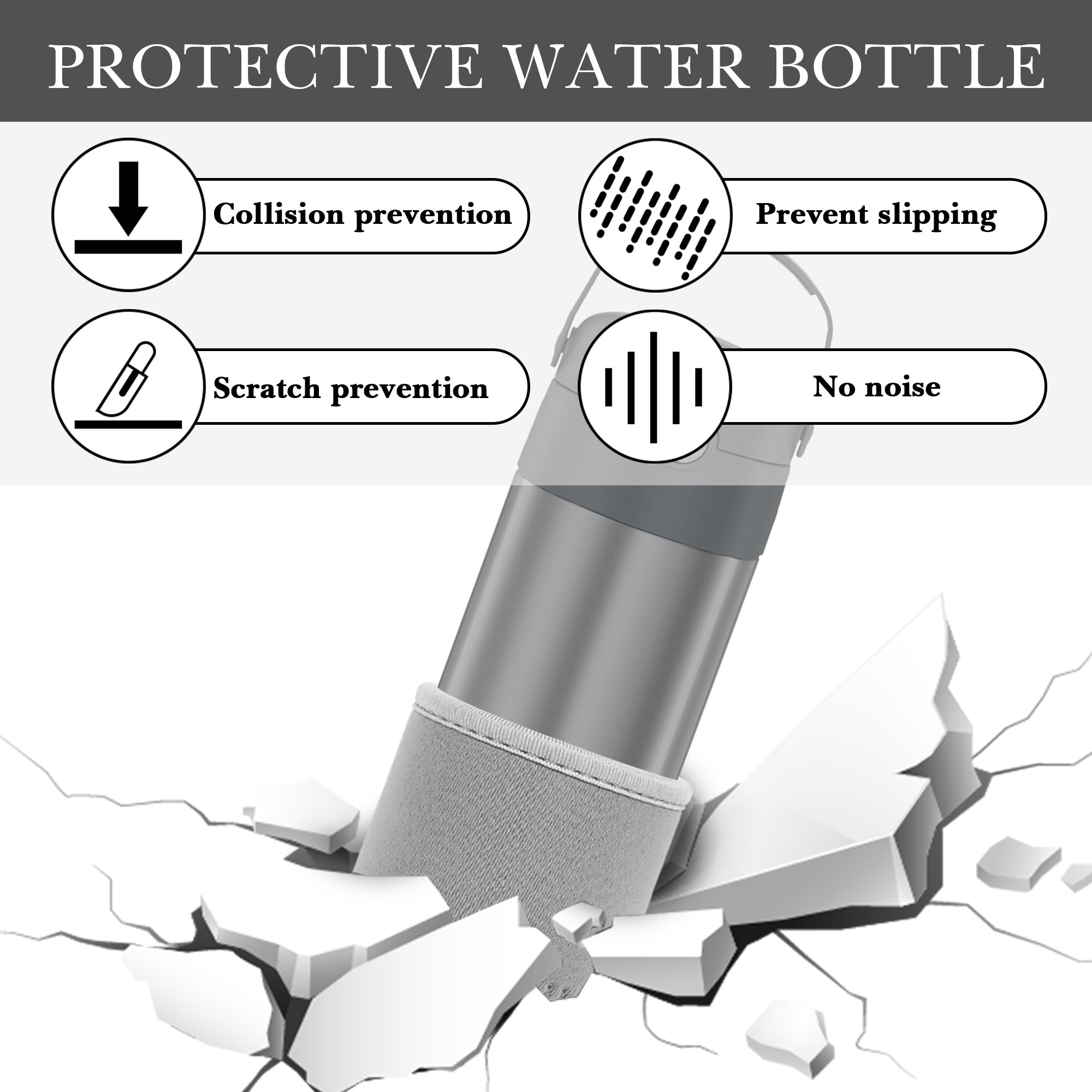 Linkidea 2 Pack Neoprene Water Bottle Boot Compatible with Thermos FUNTAINER Steel/Tritan 12oz/16oz, Ion8 Sport 12oz, JARLSON, Universal 2.3" - 2.7" Bottle Bottom Bumper Protector (Grey)