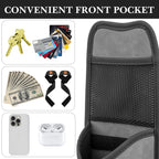 Linkidea Car Seat Side Large Water Bottle Holder Compatible with Owala FreeSip 24oz/32oz, Yeti Rambler 26oz/36oz, Auto Seat Large Car Bottle Hanging Storage Organizer with Mesh Pocket, Grey