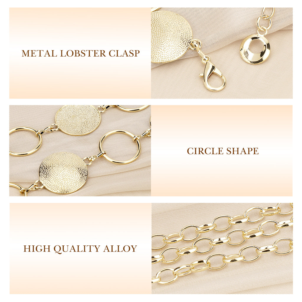 Plus Size Chain Belt for Women, Round Pieces Metal Chain Belt Women Belly Waist Chains, Extra Long Body Chain, 39-59 Inch Adjustable Chunky Belt Chain (XXL, Gold)